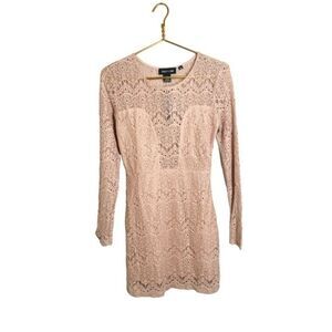 NWT Tracy Lynn Blush Lace Bodycon‎ Dress, Size Large